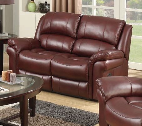 Product photograph of Farnham Burgundy Leather 2 Seater Recliner Sofa from Choice Furniture Superstore.